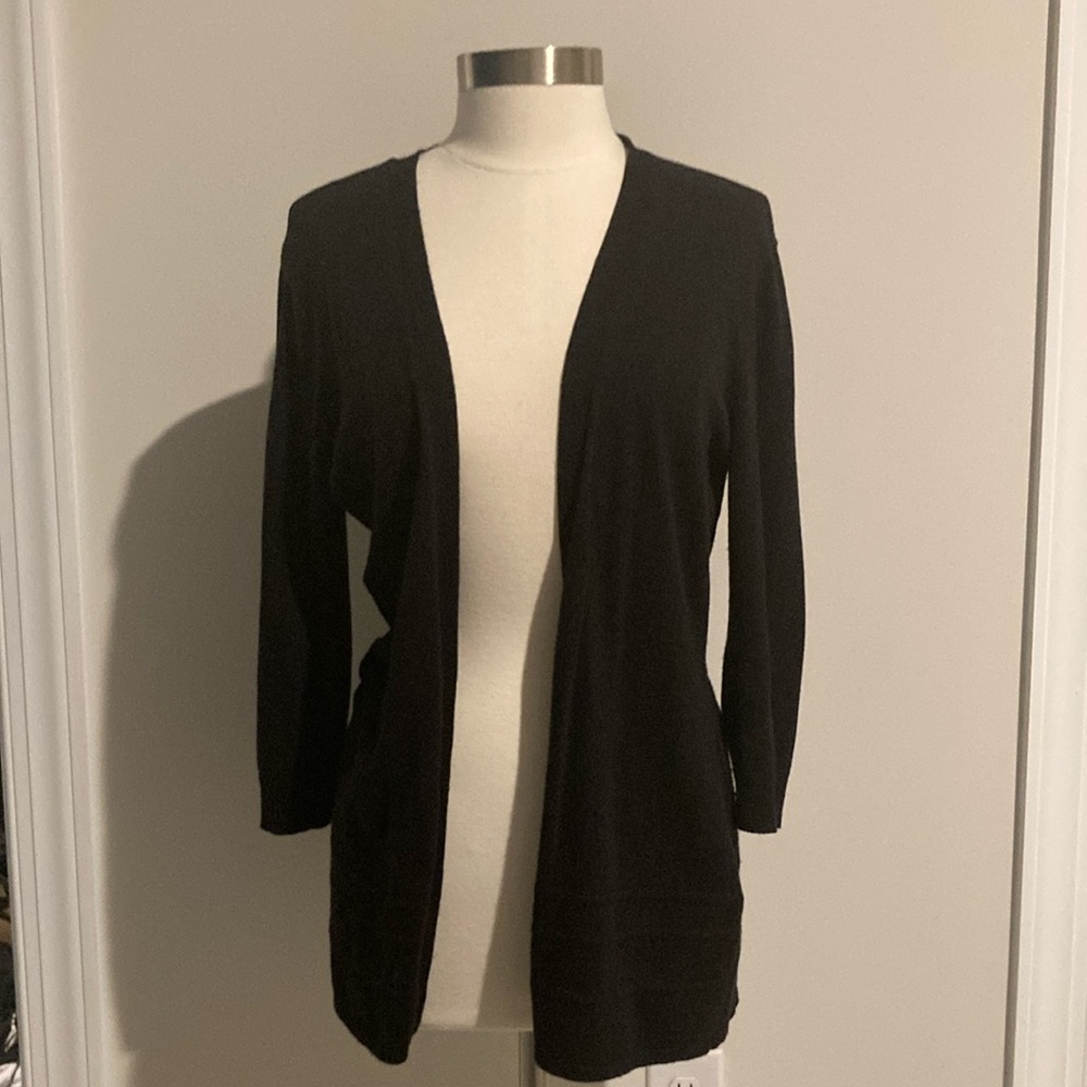 Black Open Front Cardigan Sweater